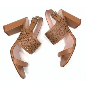 Kate Spade Imani Laser Cutout Brown Leather‎ Sandal 9B High Heels ITMS09